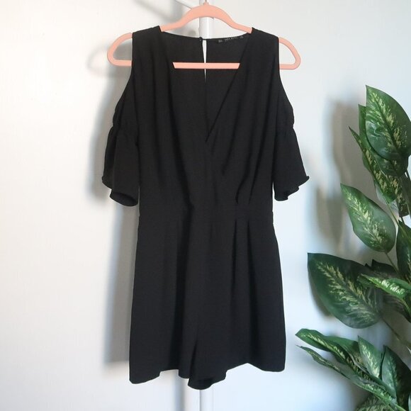 Zara Black Cold Shoulder Romper - Picture 8 of 13